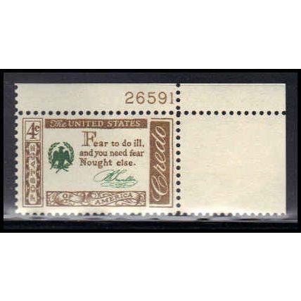 1140 4c Benjamin Franklin Credo Fine MNH P#S UR 26591 ZA3966
