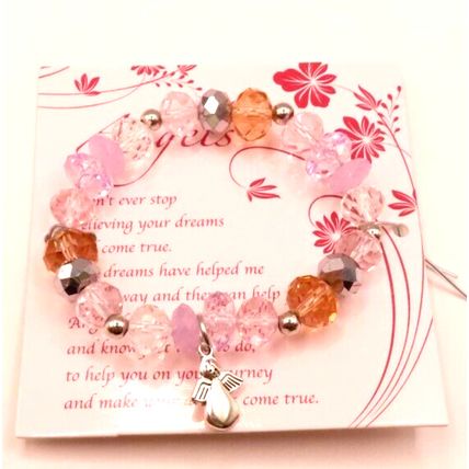 Multicoloured Crystal Bracelet Stretch Angel Charm Angels Gift Jewellery