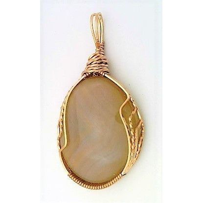 Banded Agate Bronze Wire Wrap Gemstone Pendant 45