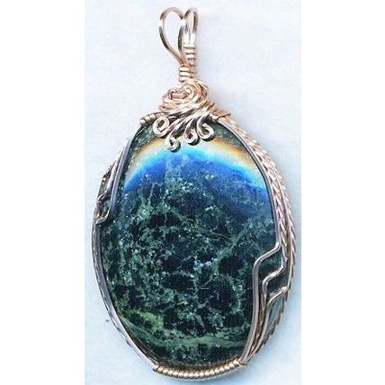 Amphibolite Copper Wire Wrap Gemstone Pendant 24