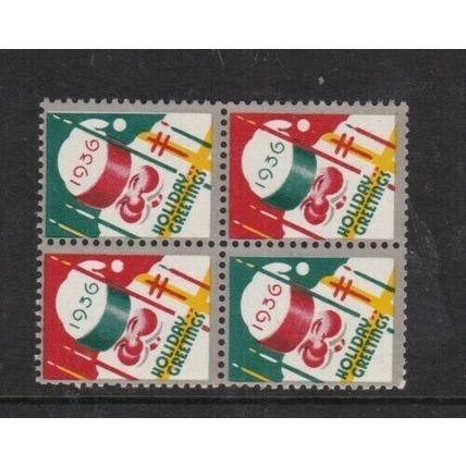 United States 1936 Holiday Greetings Stamps Block of 4 Mint Never Hung VGC