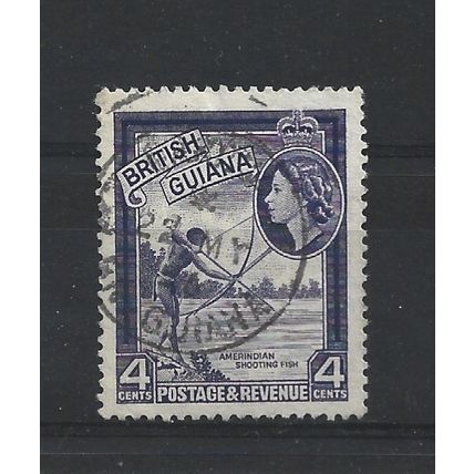 BritishGuiana.SG334 4c Amerindian Shooting Fish.Fine Used.Nov24h