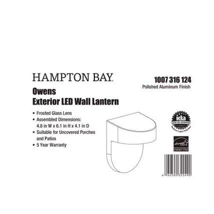 H B Owens Modern 1-Light Polished Aluminum Integrated LED Outdoor Wall Sconce