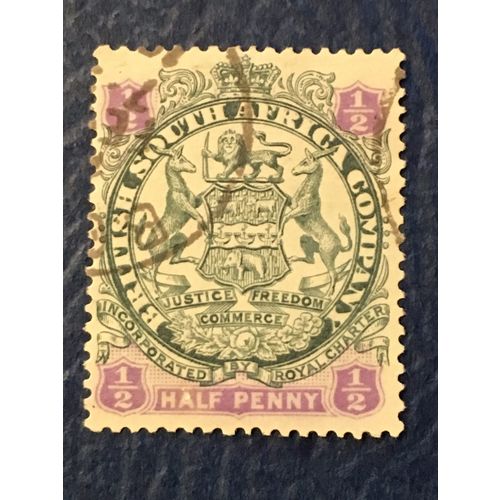 British South Africa Rhodesia QV 1896 ½d Slate & Violet Used SG 41 stamp Die II
