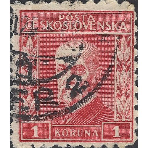 CZECHOSLOVAKIA, President Tomá Garrigue Masaryk, red 1925, 1Koruna, #2