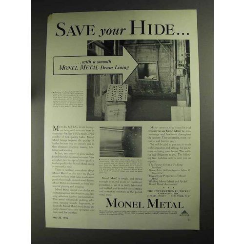 1936 International Nickel Ad - Save Your Hide