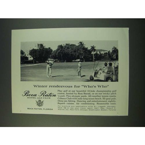 1961 Boca Raton Hotel and Club Ad - Winter Rendezvous for Who's Who