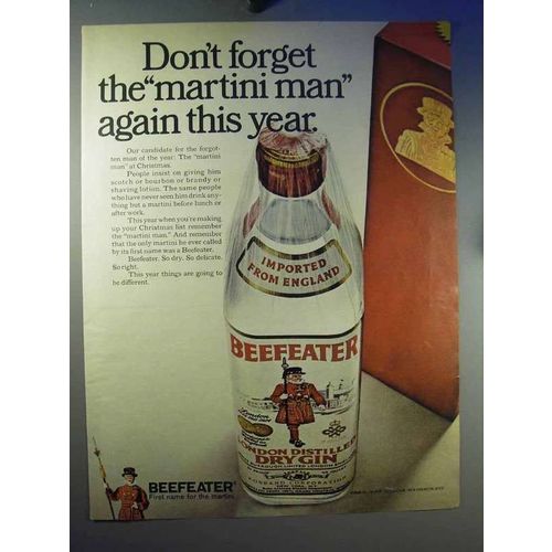 1968 Beefeater Gin Ad - Don't Forget Martini Man