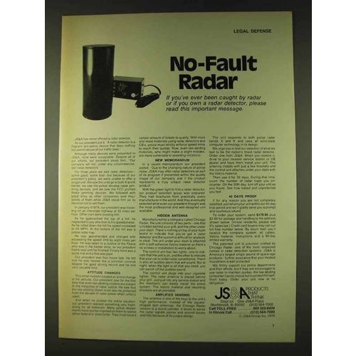 1979 JS&A Chicago Radar Ad - No-Fault Radar
