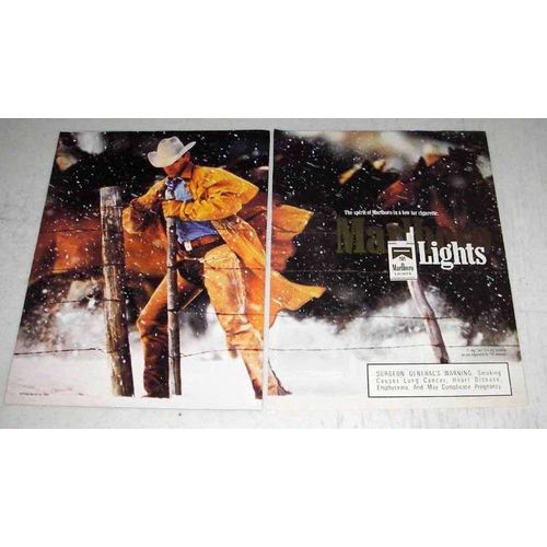 1994 2-page Marlboro Lights Cigarettes Ad - Marlboro Man