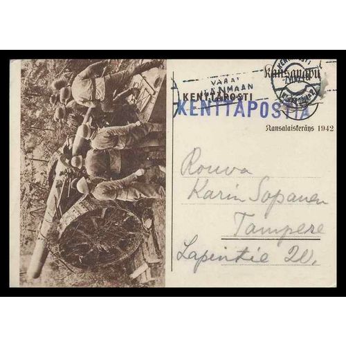 Finland 1942 Postal Card Military Illustrated #3000 HQ 18th Division Front Tour
