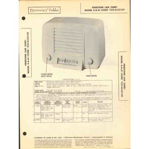 FIRESTONE AIRCHIEF model 4-A-61 5 tube AM radio Sams Photofact manual