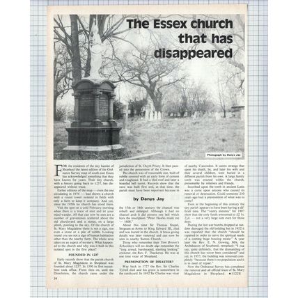 (5578) St Mary Magdalene Church Shopland Essex Denys Jay - 1975 Article