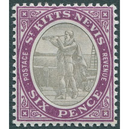 St Kitts-Nevis 1903 6d grey-black & bright purple SG 6 unused