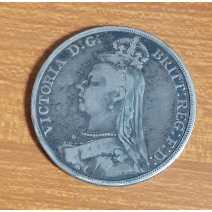 1889 Queen Victoria UK United Kingdom 92.5% Sterling Silver Crown Coin