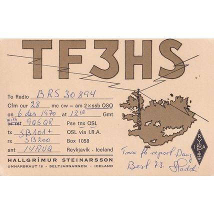 Seltjarnarnesi Iceland 1970s Radio QSL Postcard Card
