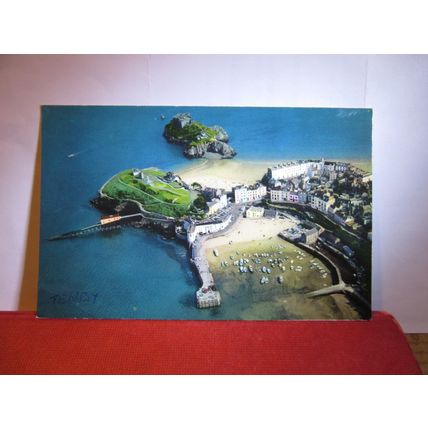 AERIAL VIEW, TENBY, WALES used postcard by AIRVIEWS =