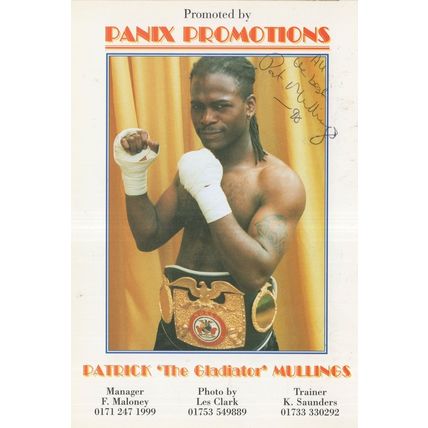 Patrick Mullings Hand Signed Official Frank Maloney Boxing Publicity Card