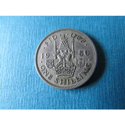 1950 GEORGE VI SCOTTISH SHIELD SHILLING FREE POST. (zzebid)
