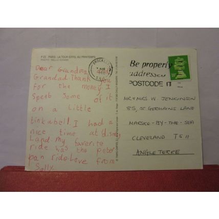 EIFFEL TOWER , PARIS, FRANCE used postcard 1992 postmark =
