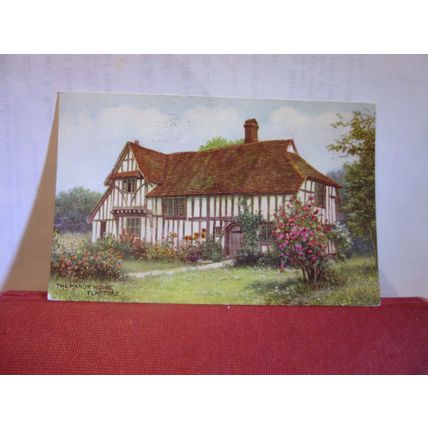 THE MANOR HOUSE, FLATFORD. Suffolk. used postcard by J Salmon 1962 pm =