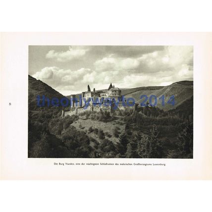 Vianden, Castle Ruins, Luxembourg, Photogravure Book Illustration (Print), 1935