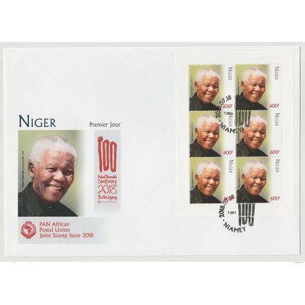 Niger 2018 Mi. ? M/S FDC 1er jour Emission Commune PAN Nelson Mandela 100 Ans