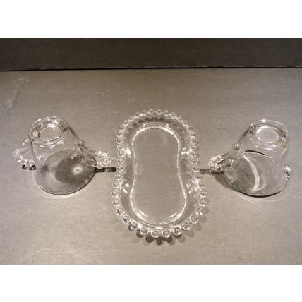 Imperial Candlewick Creamer & Sugar Bowl with Tray Clear Glass