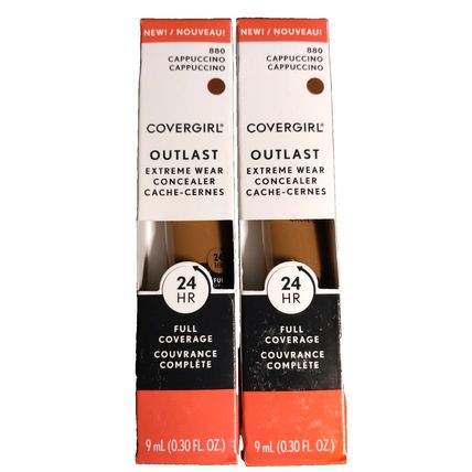 Cover Girl OUTLAST Extreme Wear Concealer 880 CAPPUCCINO 0.30 Oz NEW Lot of 2