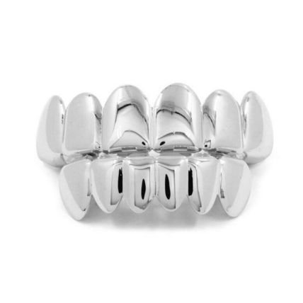 18K Gold IP Plated STAINLESS STEEL GRILLZ Top & Bottom Mouth Teeth Hip Hop Grill
