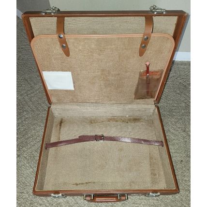 Vintage Brown Travel Joy Wood? Small Suitcase or Large Briefcase with Key