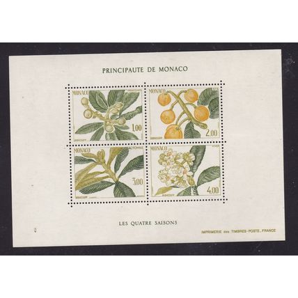 MONACO 1985 SEASONS OF THE JAPANESE MEDLAR MINIATURE SHEET MNH SG MS1730