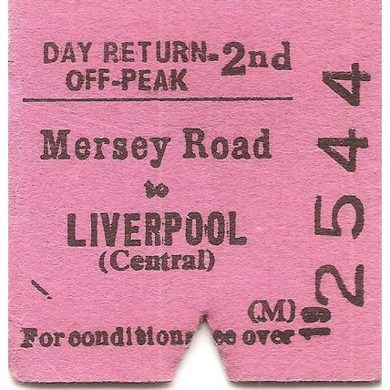 B.R.B. Edmondson Ticket - Mersey Road to Liverpool Central