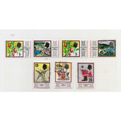 TRINIDAD & TOBAGO 1969 BIRDS FLOWERS FLORA FAUNA FLAGS USED 12 STAMP LOT
