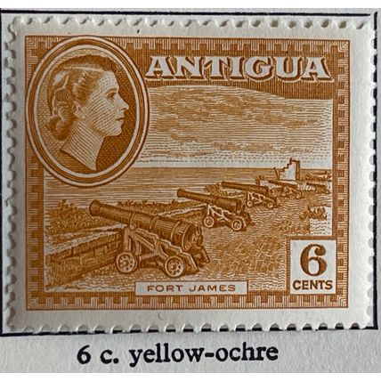 Antigua 1953 6c Yellow Ochre Mounted Mint MM SG 126 postage stamp Fort James