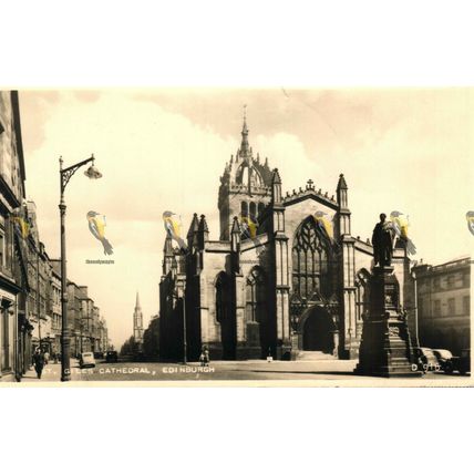 St Giles Cathedral, Edinburgh, Scotland, RP D916 Valentines Postcard