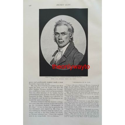 Henry Clay, Young (30-40), American Statesman, Book Illustration (Print), 1886/7