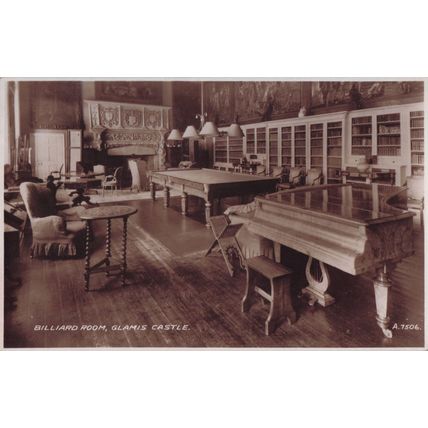Billiard Room Snooker Table Old Glamis Castle Scottish Postcard