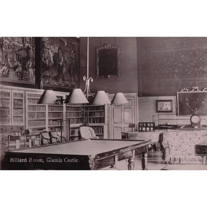 Billiard Room Angus Castle Scotland Old Real Photo Postcard