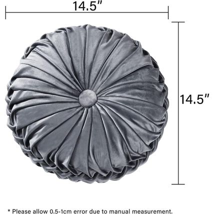 HIG Set of 2 Decorative round Pleated Throw Pillows, Classy Accent Pumpkin Throw