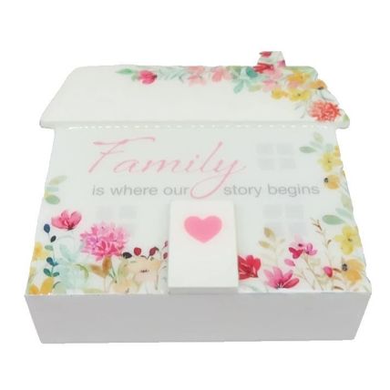 Family Freestanding Ornament Family is where our story begins House Shaped 10CM