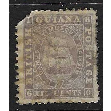 BRITISH GUIANA 1862-5 PERF 12 LILAC 12c USED SG49 spacefiller as seen