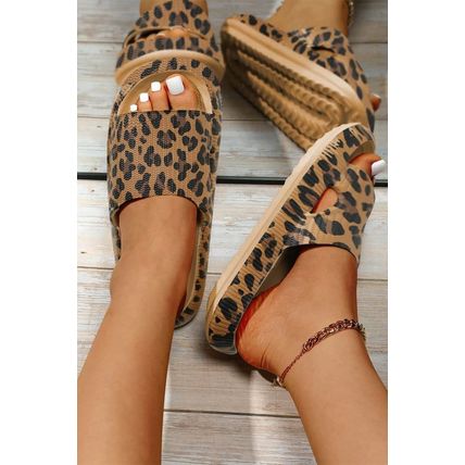 Leopard Print Thick Sole Slip On Slippers