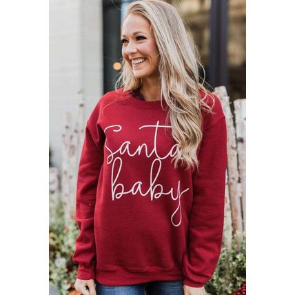 Christmas Santa Baby Print Pullover Sweatshirt