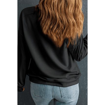 Black Bow Pattern Drop Shoulder Plus Size Sweatshirt