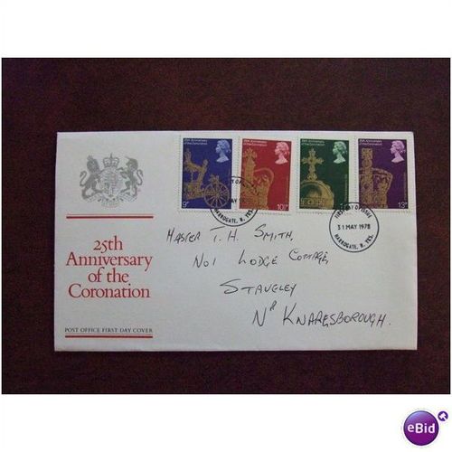 1978 GB 25th Anniversary of Coronation stamps PO FDC Harrogate cds