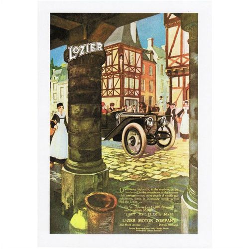 Postcard Poster Art Lozier Big Six Car Automobile Detroit USA 1913 Advertisement