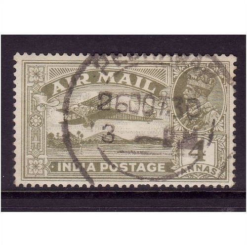 INDIA 1929 AIR 4A OLIVE GREEN SG 222 FINE USED#2