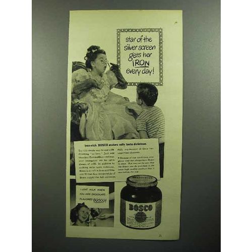 1945 Bosco Chocolate Syrup Ad - Star of Silver Screen