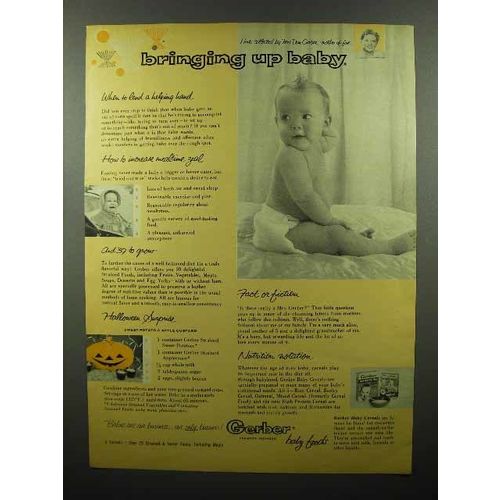 1957 Gerber's Baby Food Ad - Bringing Up Baby